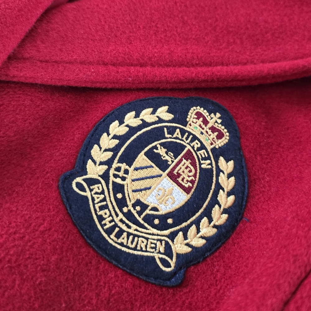 Lauren Ralph Lauren Chest Crest Patch Wool Coat In Festive Red - Picture 10 of 11